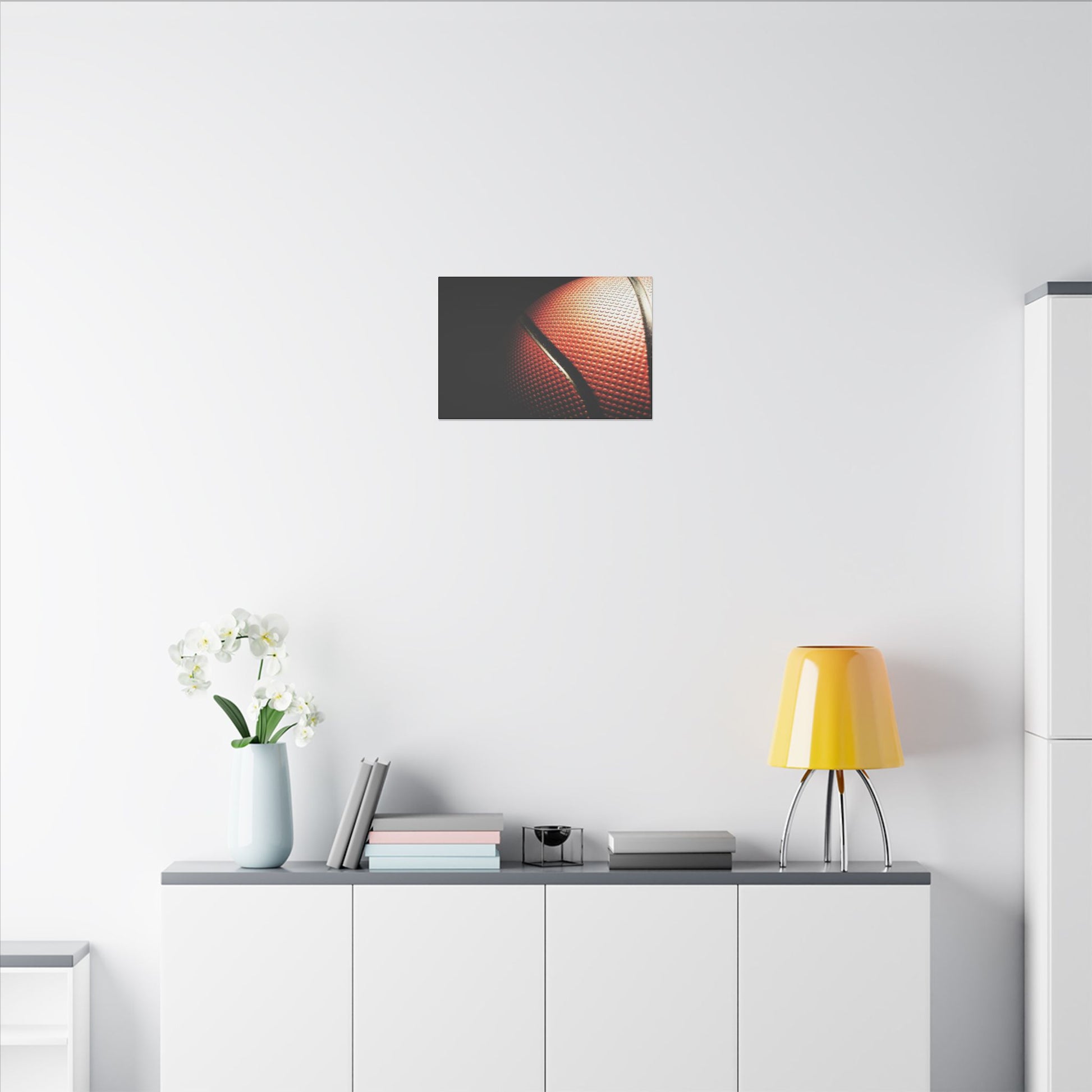 "Basketball Art Print on premium canvas, acrylic, and metal – front view showcasing dynamic sports imagery"

