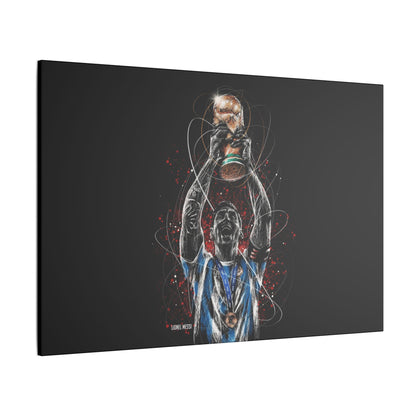 "Lionel Messi Wall Art on premium canvas, acrylic, and metal – front view featuring iconic football legend Lionel Messi"

