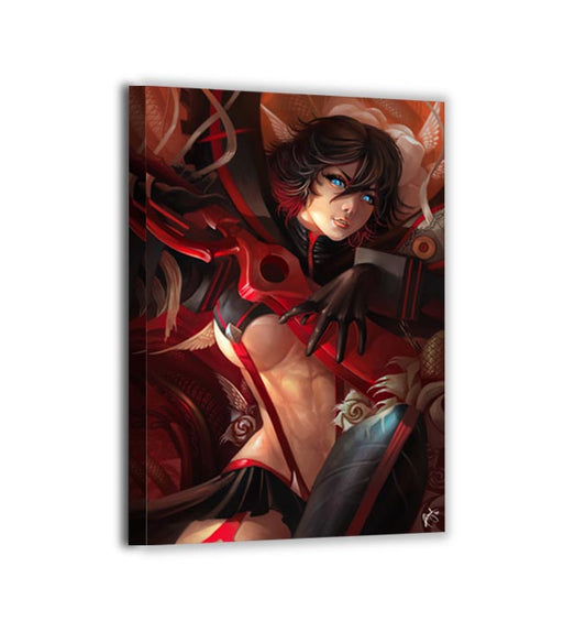 Large canvas print of Ryuko in scissor armor pose – anime style 24x36