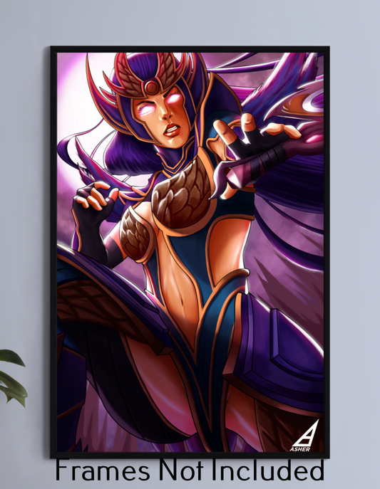 Diana League style warrior in moonlight glow – 12x18 metal print