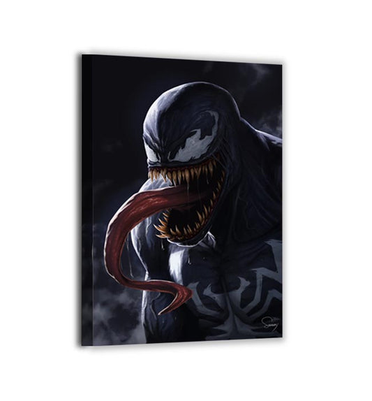 Venom symbiote artwork, gallery-wrapped canvas by Sam Dela Torre, ready to hang.