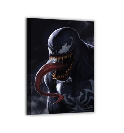 Venom symbiote artwork, gallery-wrapped canvas by Sam Dela Torre, ready to hang.