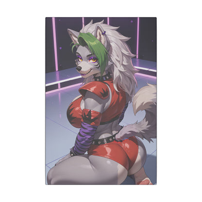 Sexy Roxanne Wolf Wall Art on premium canvas, acrylic, and metal – front view featuring Roxanne Wolf from Five Nights at Freddy’s
