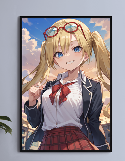 "Selina Sherlock Trinity Seven Wall Art on canvas, acrylic, and metal – front view featuring a detailed anime portrait of Selina"
