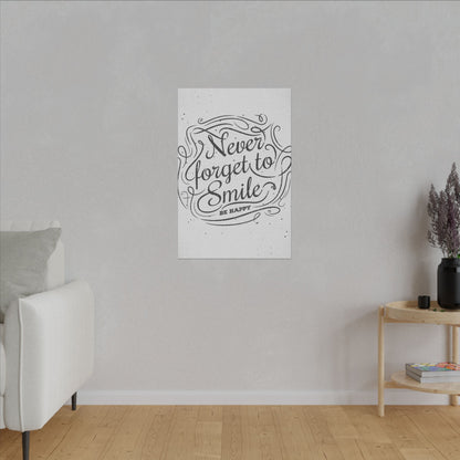 Never Forget to Smile Inspirational Wall Art on premium canvas, acrylic, and metal – front view