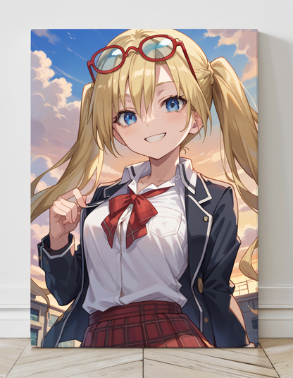 "Selina Sherlock Trinity Seven Wall Art on canvas, acrylic, and metal – front view featuring a detailed anime portrait of Selina"

