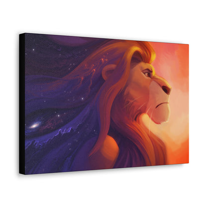 "Legacy of the King – Mufasa Starry Mane Wall Art on canvas, acrylic, and metal – front view featuring a celestial-themed portrait of Mufasa."
