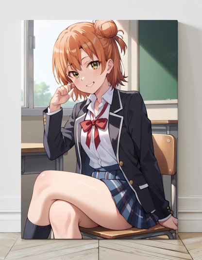 "Yui Yuigahama My Teen Romantic Comedy Wall Art on canvas, acrylic, and metal – front view featuring a detailed anime portrait of Yui"

