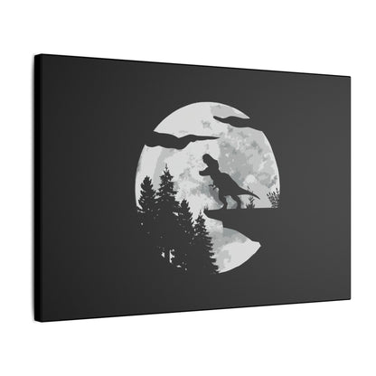 "T-Rex Silhouette Wall Art on premium canvas, acrylic, and metal – front view featuring a bold T-Rex silhouette"
