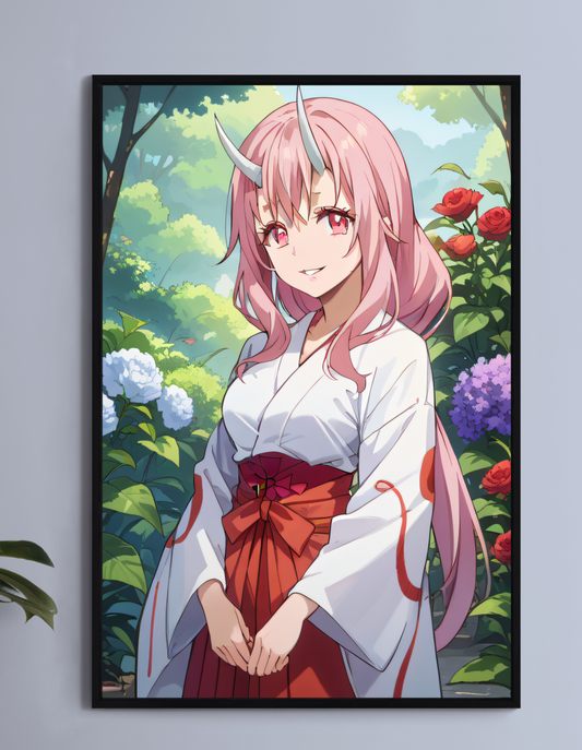 "Shuna Reincarnated as a Slime Wall Art on canvas, acrylic, and metal – front view featuring a detailed anime portrait of Shuna"