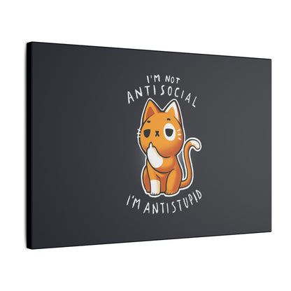 "I'm Not Anti Social, I'm Anti Stupid Wall Art on premium canvas, acrylic, and metal – front view with bold typography"

