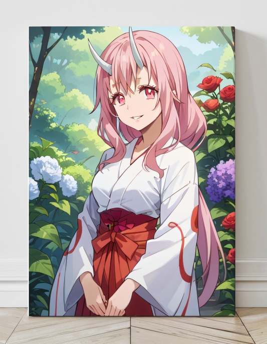 "Shuna Reincarnated as a Slime Wall Art on canvas, acrylic, and metal – front view featuring a detailed anime portrait of Shuna"

