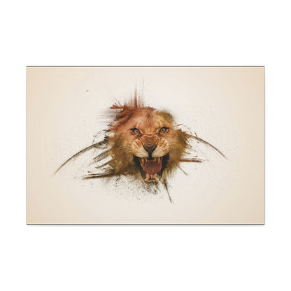 "Shadow King – Realistic Lion Behind Canvas Illusion Wall Art on canvas, acrylic, and metal – front view featuring a hyper-realistic lion pressing against the artwork."
