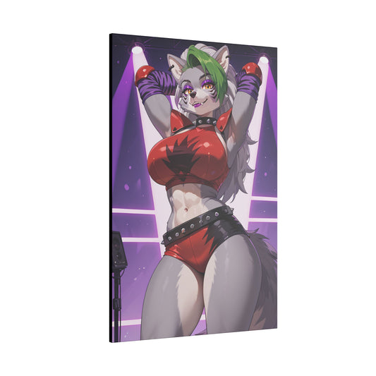 Sexy Roxanne Wolf Wall Art on premium canvas, acrylic, and metal – front view featuring Roxanne Wolf from Five Nights at Freddy’s