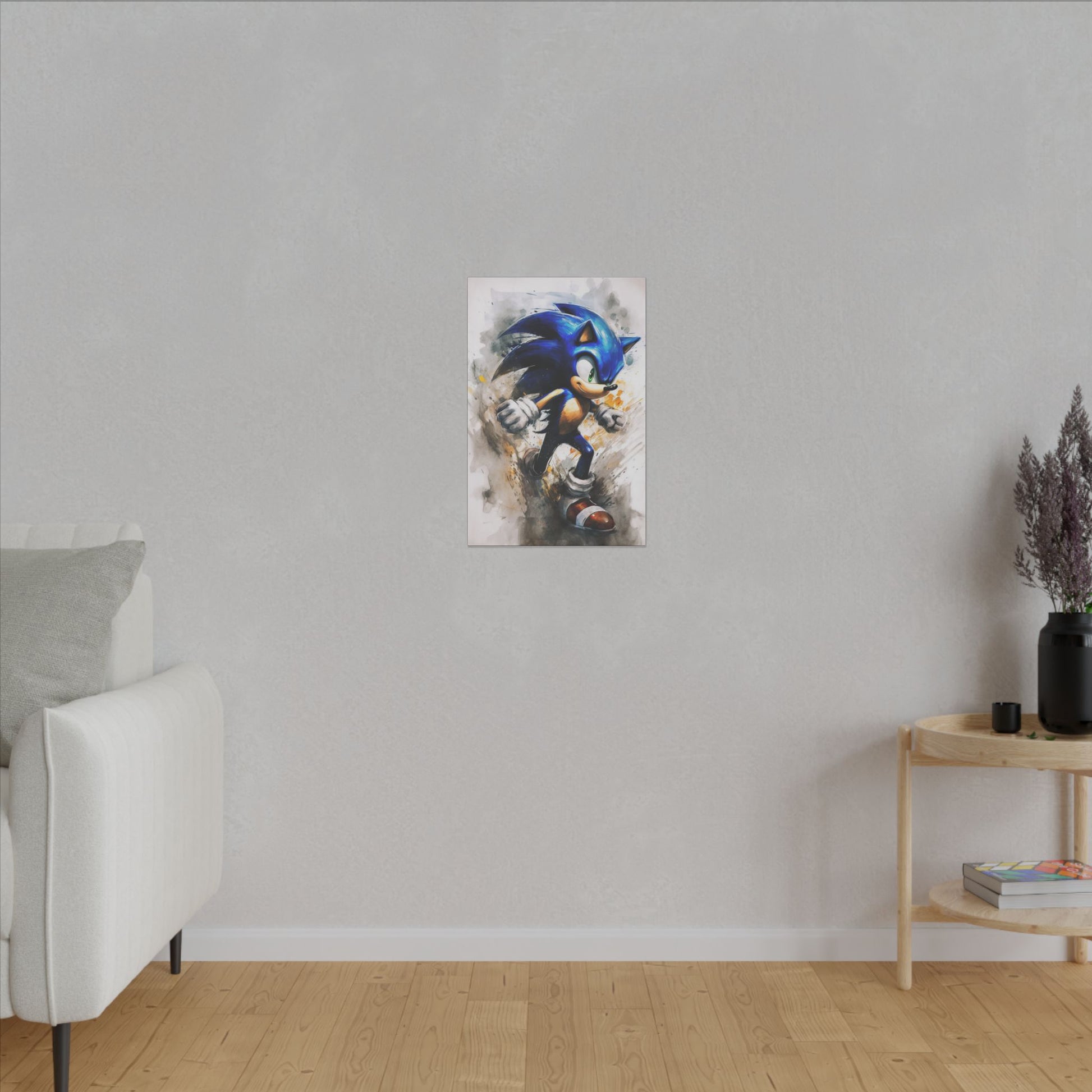"Sonic the Hedgehog Retro Pop Art Wall Art on premium canvas, acrylic, and metal – front view featuring bold retro design"
