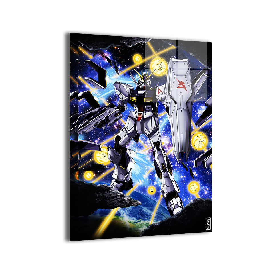 Space battle Gundam Unicorn Wall Art