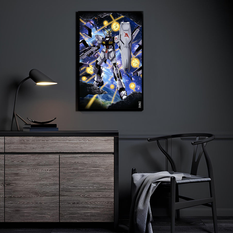 Space battle Gundam Unicorn Wall Art