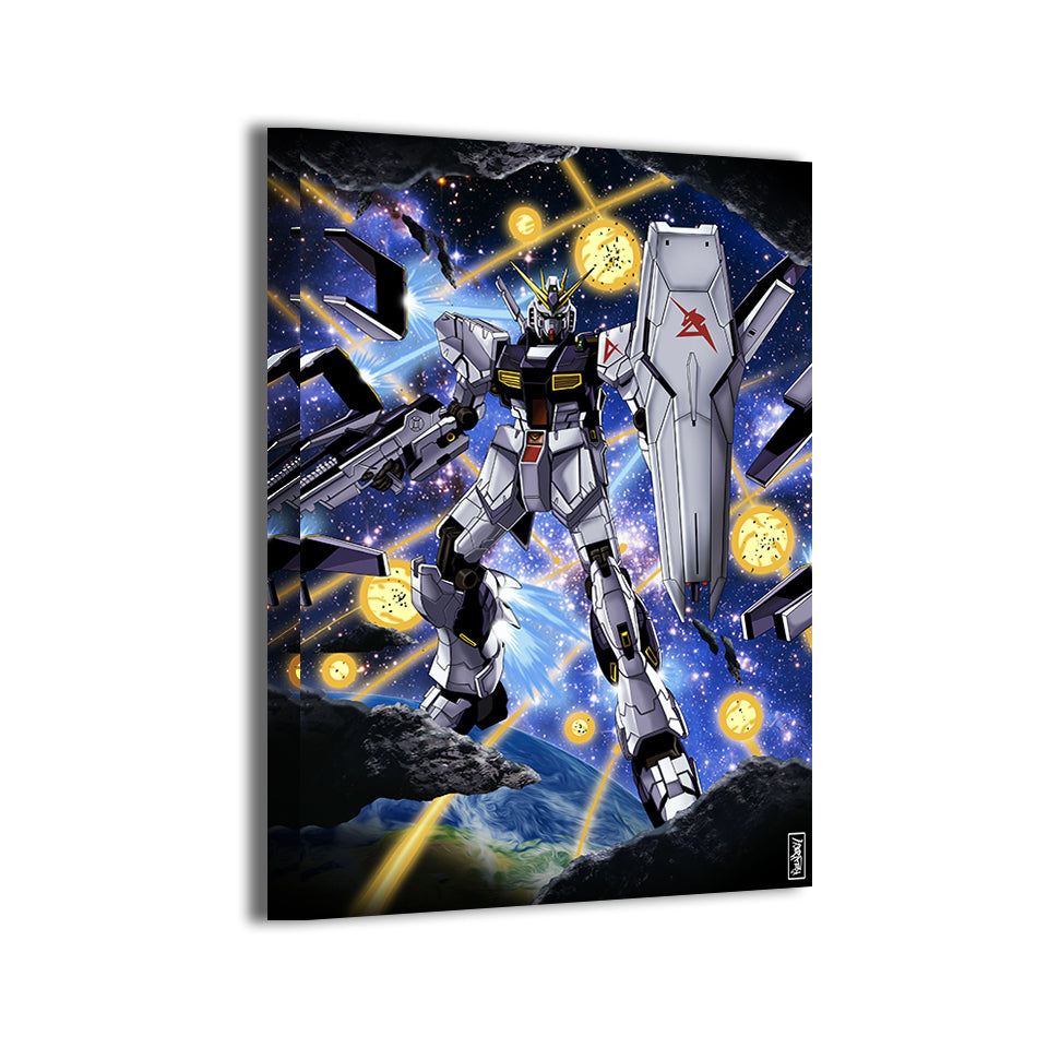 Space battle Gundam Unicorn Wall Art