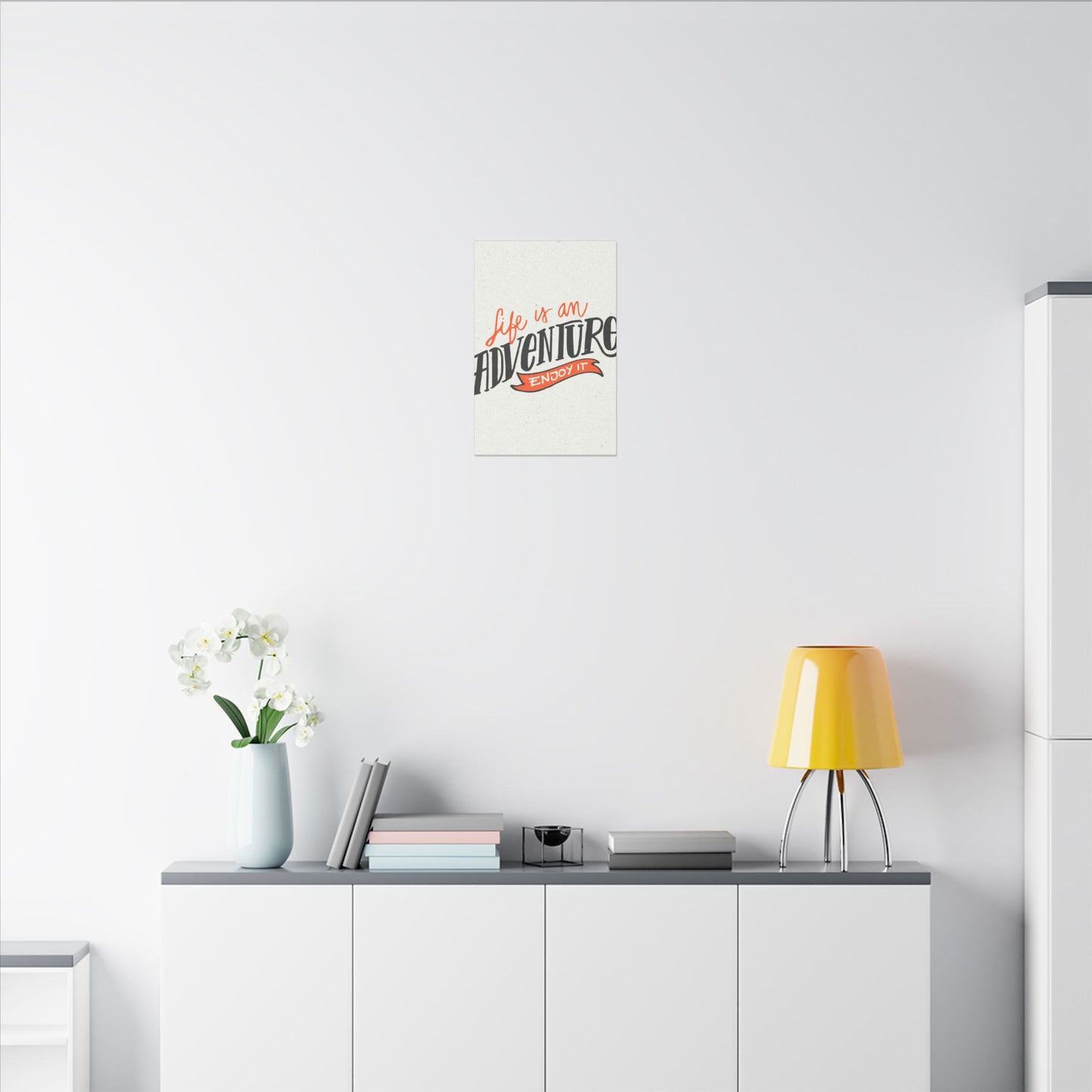 "Life Is an Adventure, Enjoy It Inspirational Wall Art on premium canvas, acrylic, and metal – front view"
