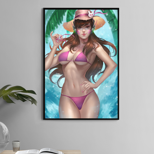 Alt Text: 12x18 acrylic print of D.Va Overwatch fan art by Nopeys
