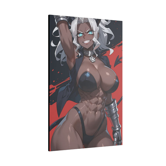 Helltaker Wall Art on premium canvas, acrylic, and metal – front view featuring the main character from Helltaker