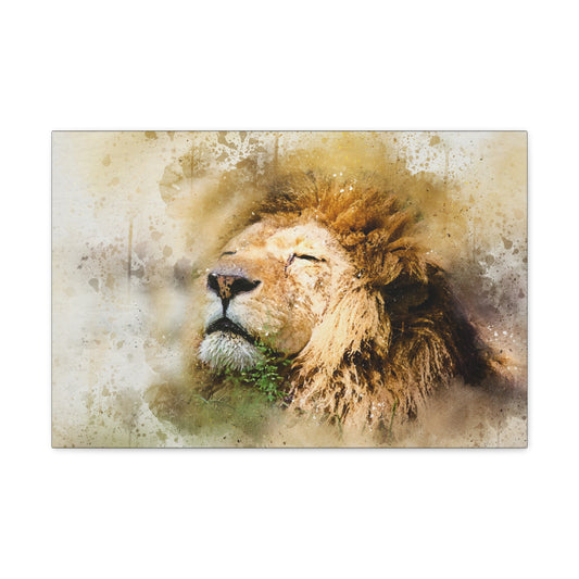 "King of the Wild – Majestic Lion Wall Art on canvas, acrylic, and metal – front view featuring a powerful and detailed lion portrait."
