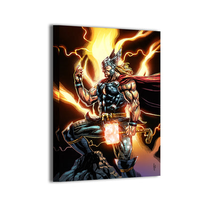 Thor Marvel artwork with lightning and heroic stance – canvas print