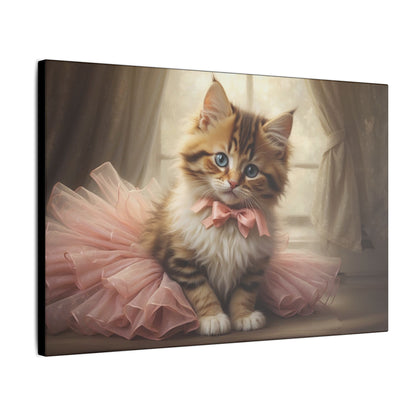 "Kitten in a Tutu Wall Art on premium canvas, acrylic, and metal – front view featuring an adorable kitten in a tutu"

