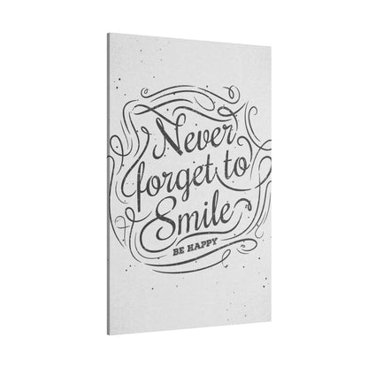 Never Forget to Smile Inspirational Wall Art on premium canvas, acrylic, and metal – front view
