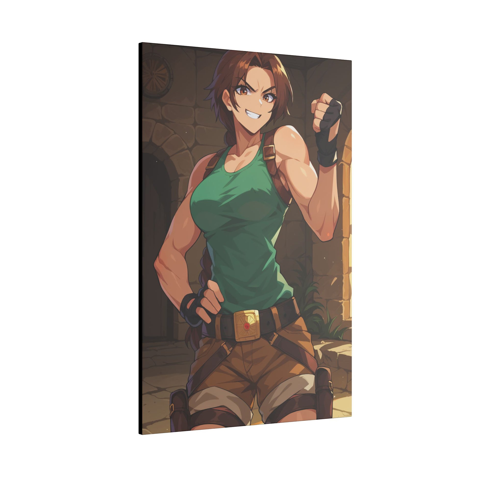 Lara Croft Wall Art on premium canvas, acrylic, and metal – front view featuring the legendary Tomb Raider