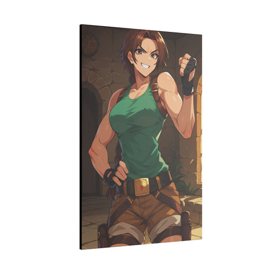 Lara Croft Wall Art on premium canvas, acrylic, and metal – front view featuring the legendary Tomb Raider