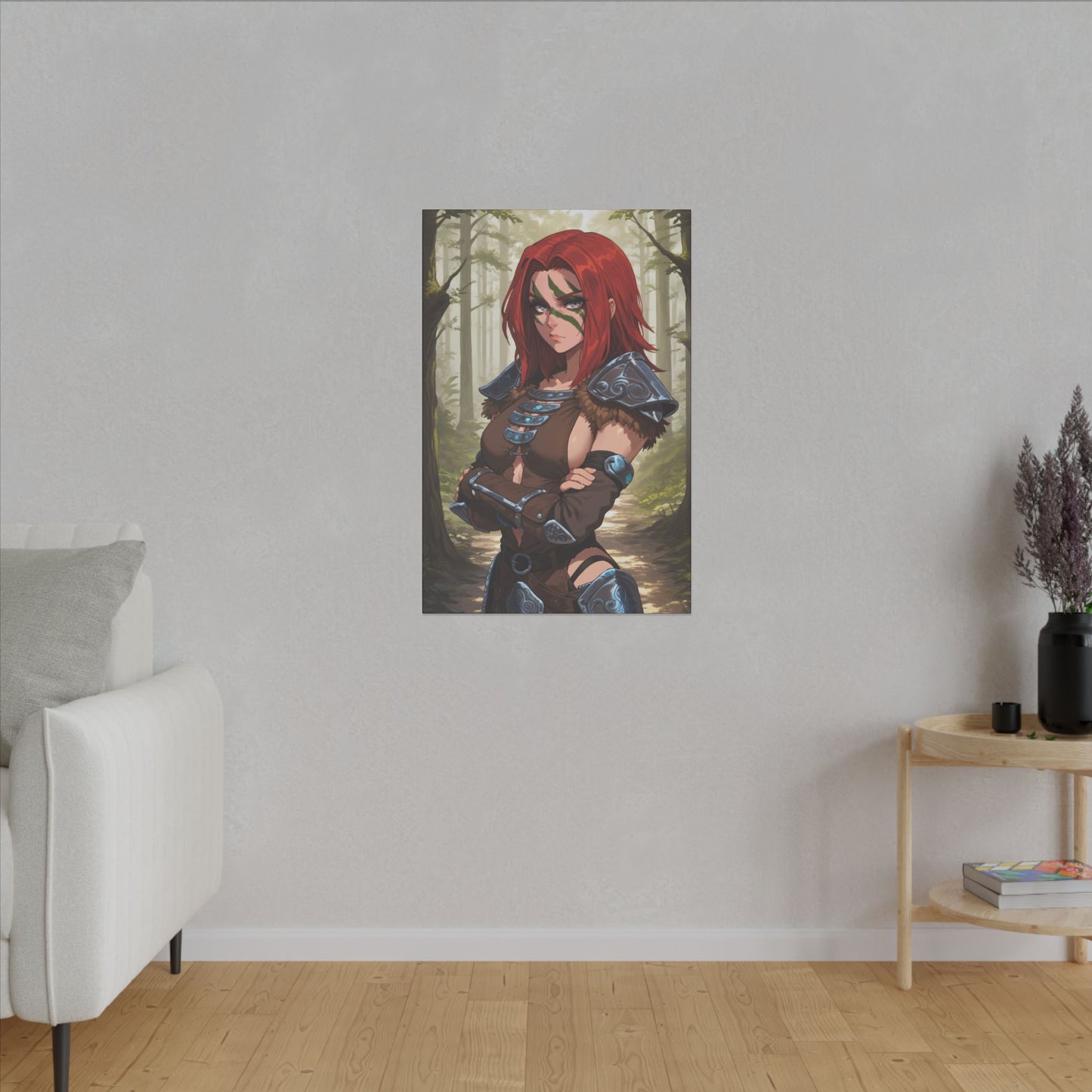 Aela the Huntress Viking Wall Art on premium canvas, acrylic, and metal – front view featuring Aela from Skyrim