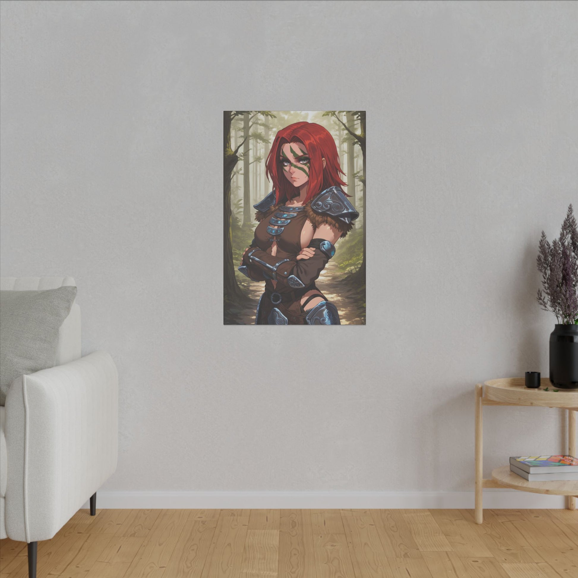 Aela the Huntress Viking Wall Art on premium canvas, acrylic, and metal – front view featuring Aela from Skyrim