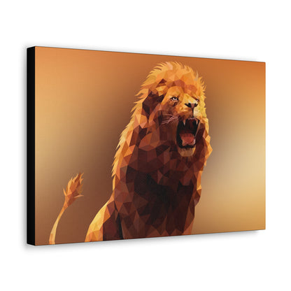 "Echo of the Wild – Roaring Lion Wall Art on canvas, acrylic, and metal – front view featuring a powerful lion mid-roar."
