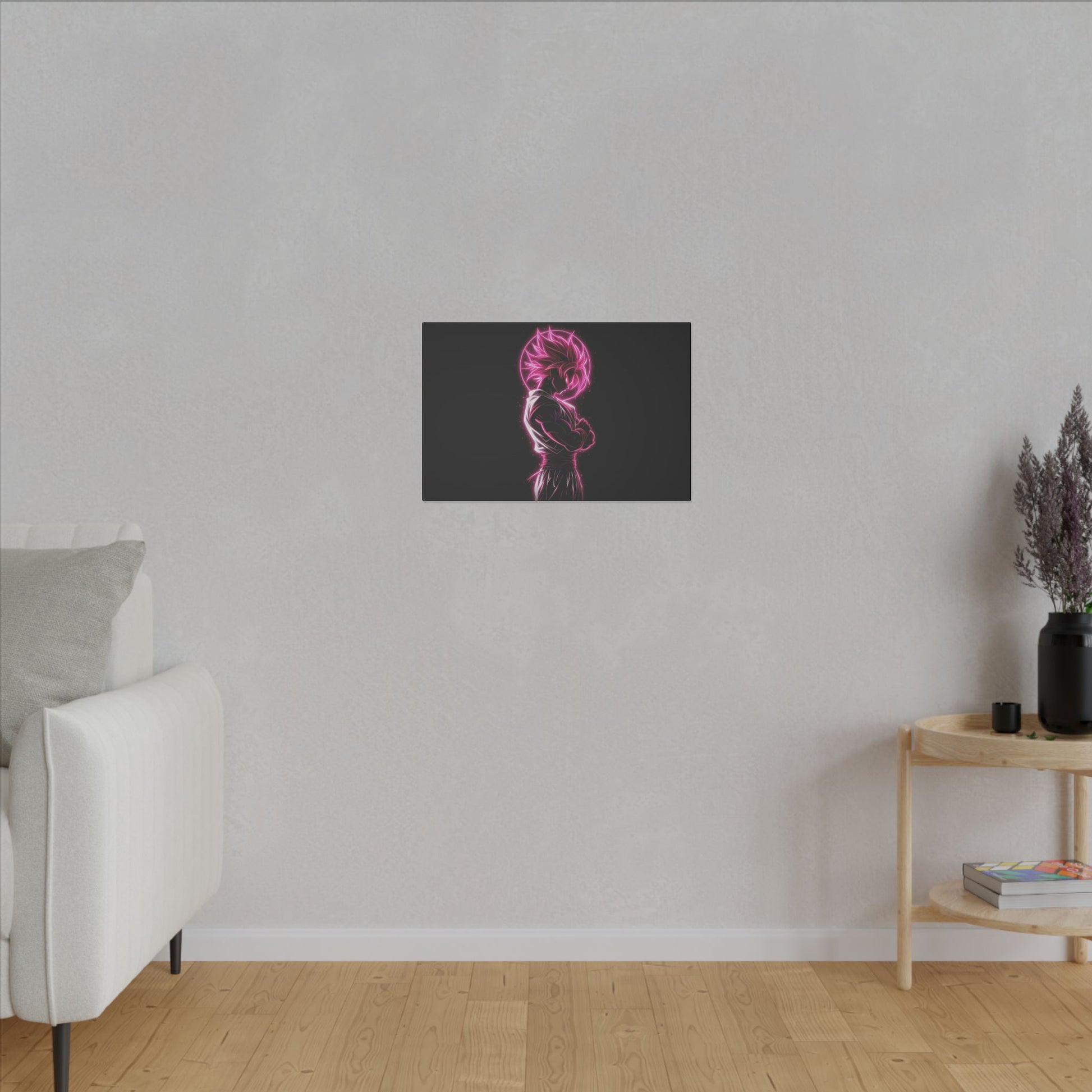 "Goku Rose Wall Art on premium canvas, acrylic, and metal – front view featuring iconic Dragon Ball Goku with a rose motif"

