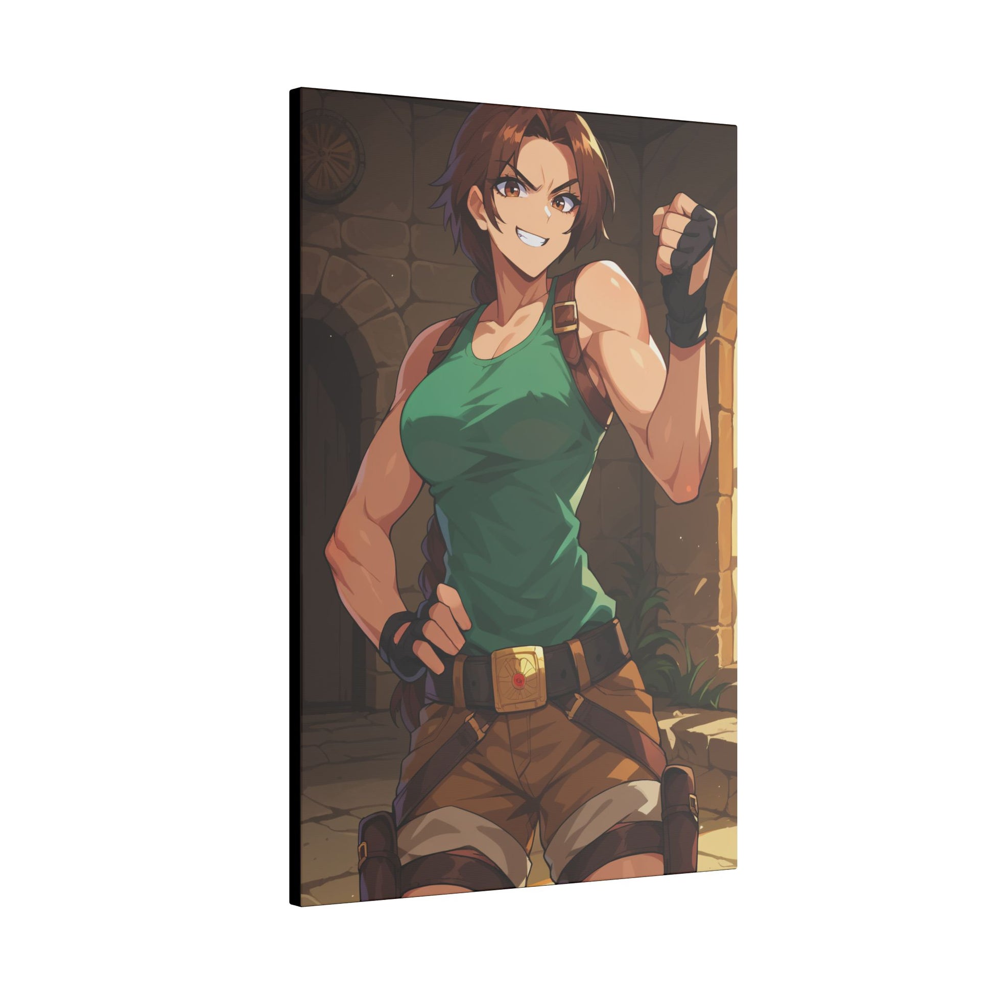 Lara Croft Wall Art on premium canvas, acrylic, and metal – front view featuring the legendary Tomb Raider