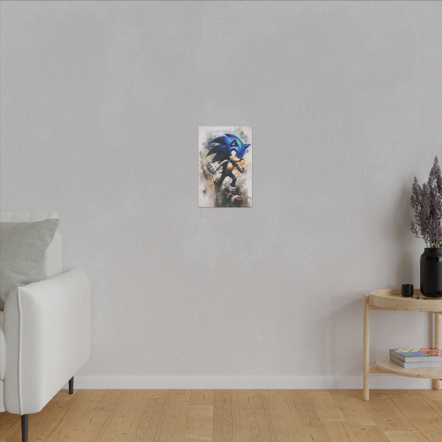 "Sonic the Hedgehog Retro Pop Art Wall Art on premium canvas, acrylic, and metal – front view featuring bold retro design"
