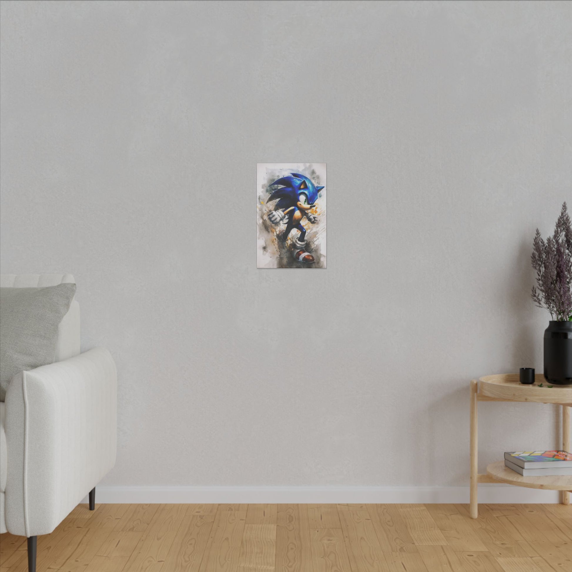"Sonic the Hedgehog Retro Pop Art Wall Art on premium canvas, acrylic, and metal – front view featuring bold retro design"
