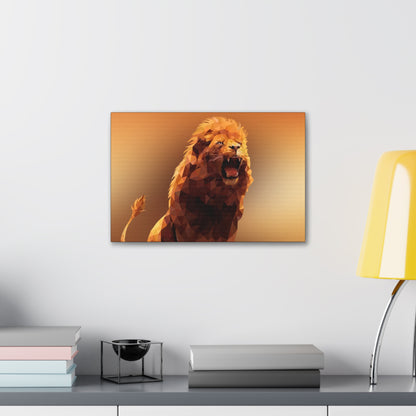 "Echo of the Wild – Roaring Lion Wall Art on canvas, acrylic, and metal – front view featuring a powerful lion mid-roar."

