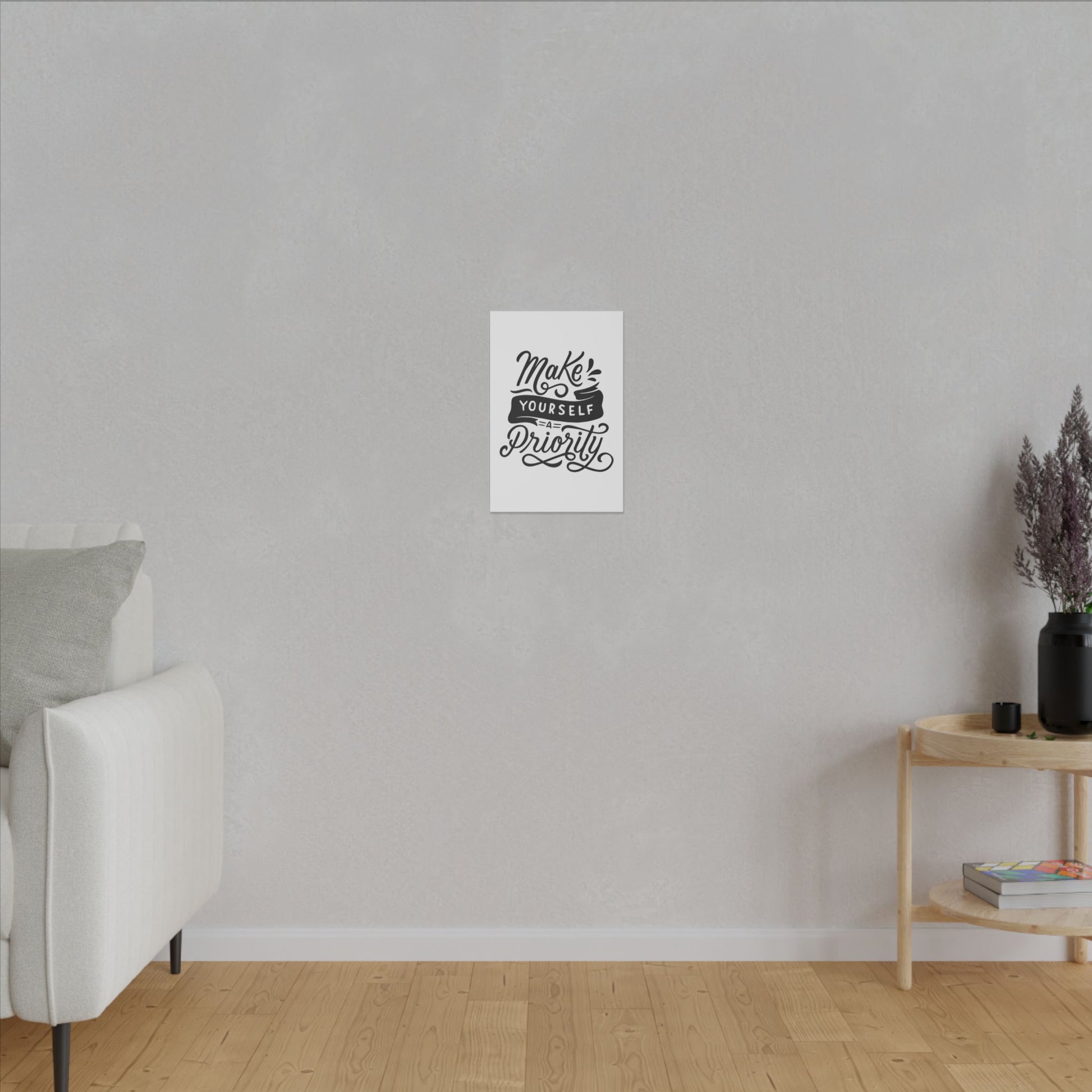 "Make Your Life a Priority Inspirational Wall Art on premium canvas, acrylic, and metal – front view"

