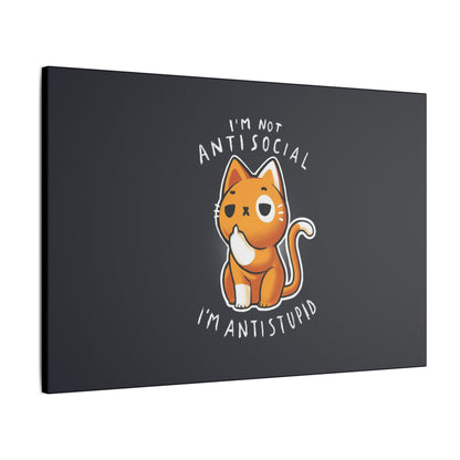 "I'm Not Anti Social, I'm Anti Stupid Wall Art on premium canvas, acrylic, and metal – front view with bold typography"

