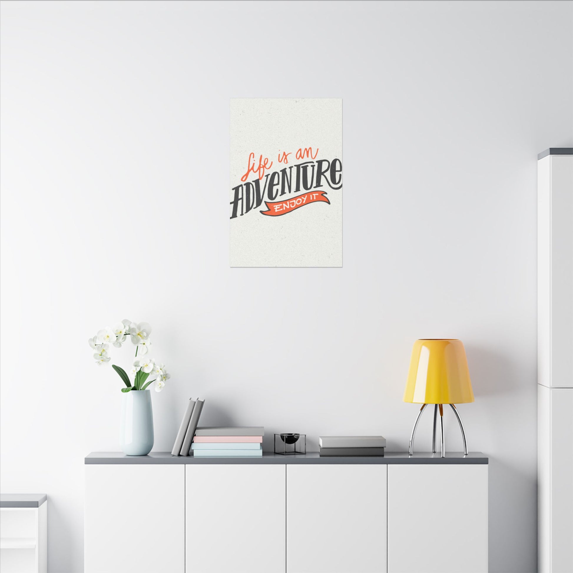 "Life Is an Adventure, Enjoy It Inspirational Wall Art on premium canvas, acrylic, and metal – front view"
