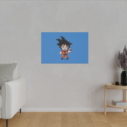 "Chibi Goku Wall Art on canvas, acrylic, and metal – front view featuring adorable chibi Goku"
