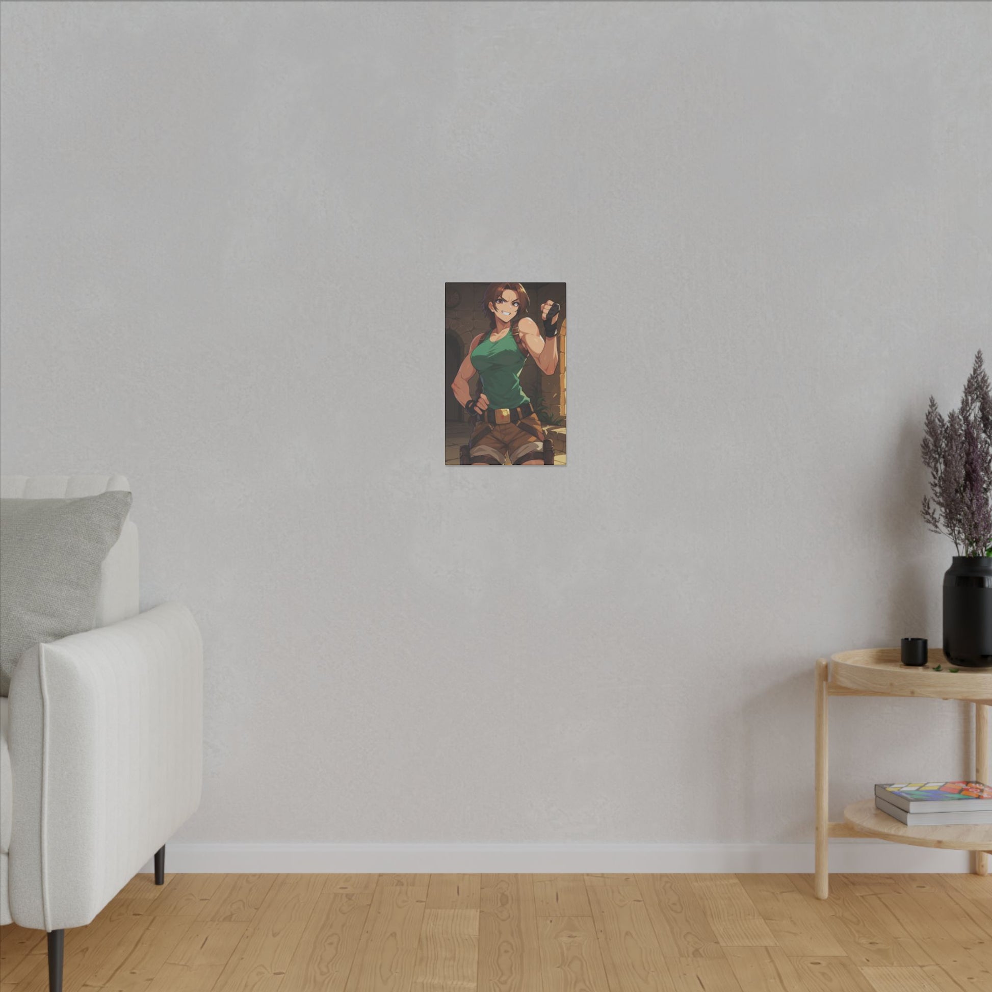 Lara Croft Wall Art on premium canvas, acrylic, and metal – front view featuring the legendary Tomb Raider