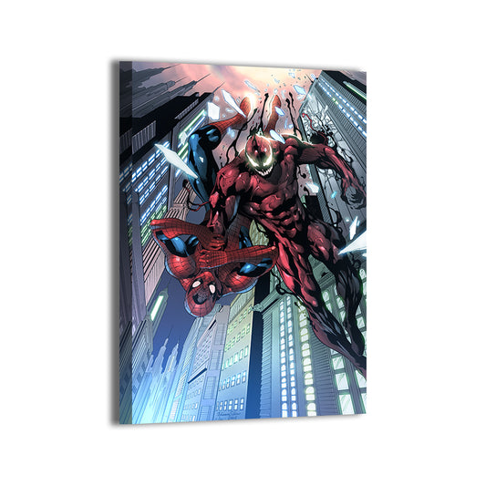 Large-scale 24x36 Spider-Man vs Carnage canvas battle art