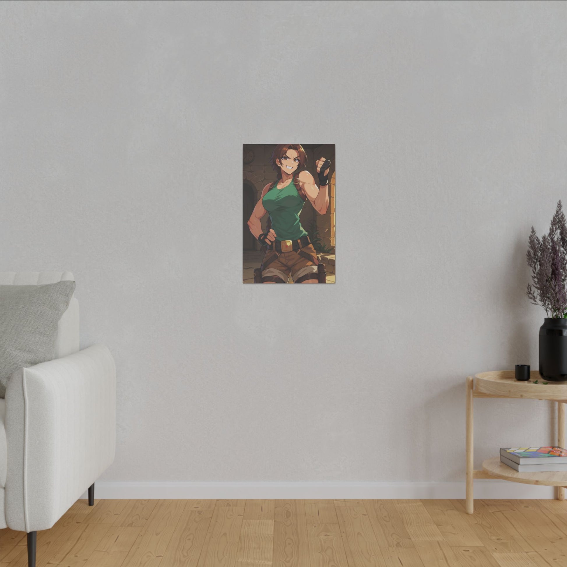 Lara Croft Wall Art on premium canvas, acrylic, and metal – front view featuring the legendary Tomb Raider