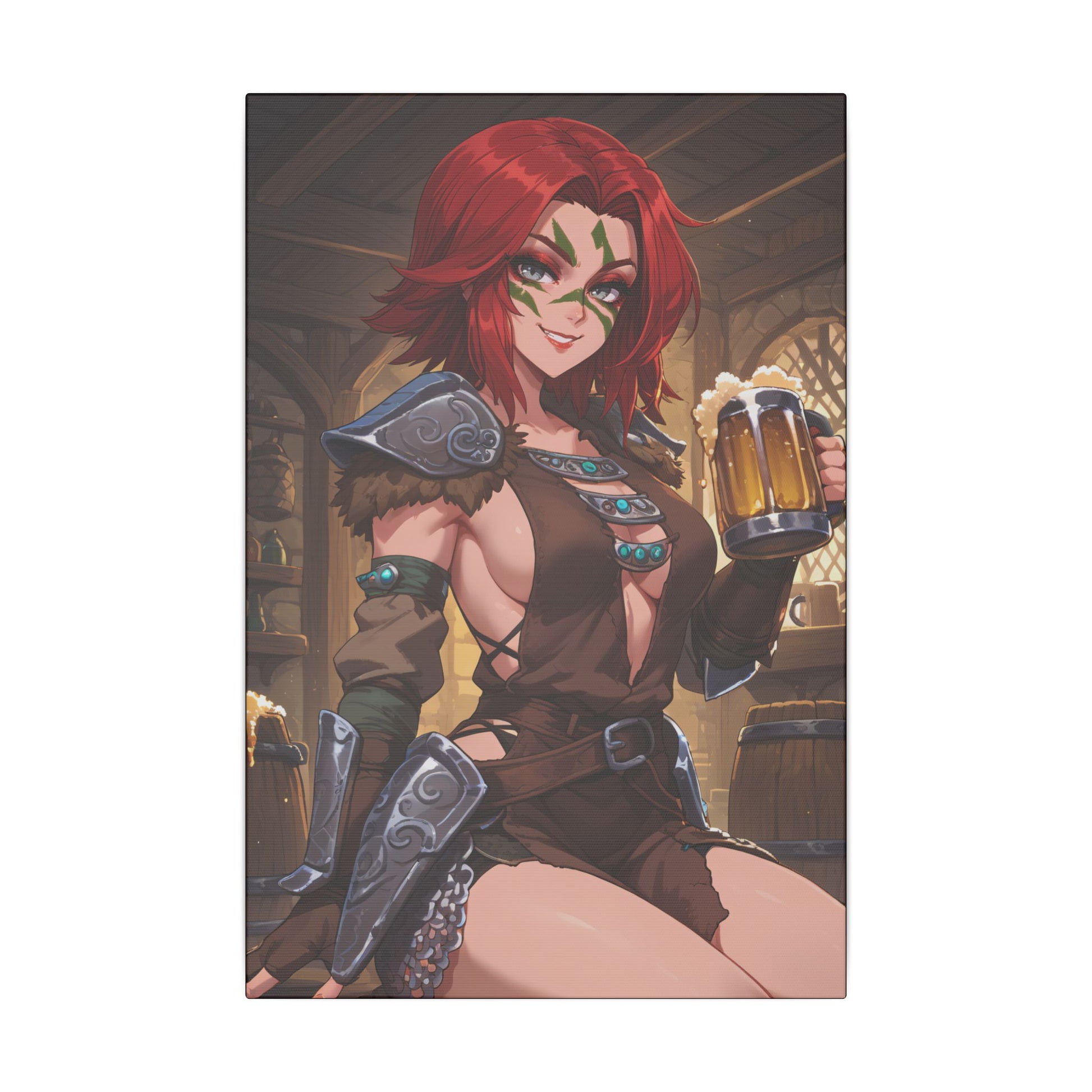 Aela the Huntress Viking Wall Art on premium canvas, acrylic, and metal – front view featuring Aela from Skyrim