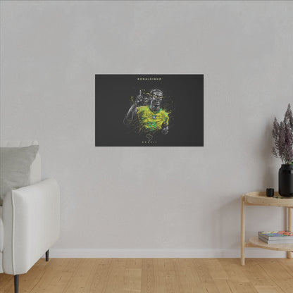 "Ronaldinho Soccer Art Print on premium canvas, acrylic, and metal – front view featuring the iconic Brazilian football legend"

