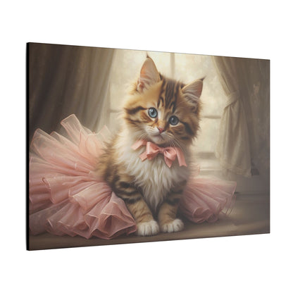 "Kitten in a Tutu Wall Art on premium canvas, acrylic, and metal – front view featuring an adorable kitten in a tutu"

