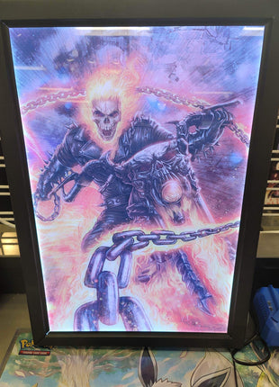 16x24 RGB and white LED lightbox frame displaying illuminated acrylic artwork
